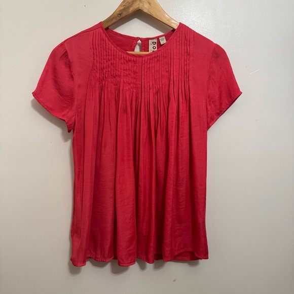 Anthropologie Dolan Pilar Pleated Top Blouse Women's Small Coral Preppy Classic - Picture 2 of 9